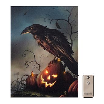 LumaBase Battery Operated Halloween Raven Lighted Wall Art