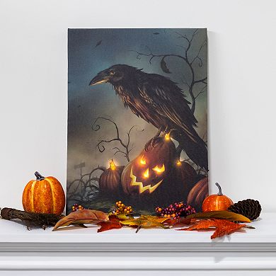 LumaBase Battery Operated Halloween Raven Lighted Wall Art