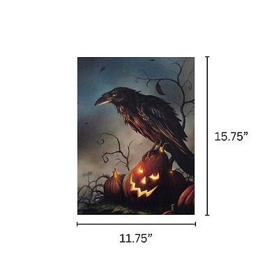 LumaBase Battery Operated Halloween Raven Lighted Wall Art