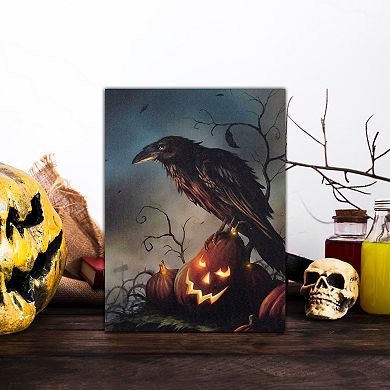 LumaBase Battery Operated Halloween Raven Lighted Wall Art
