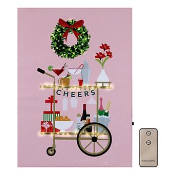 LumaBase Battery Operated Holiday Cart Lighted Wall Art