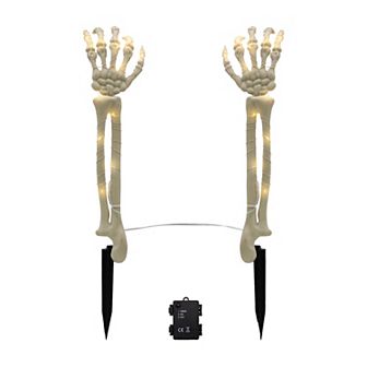 LumaBase Luminarias Lighted Skeleton Arms Outdoor Decor Set of 2