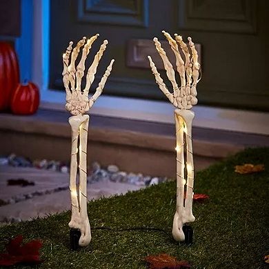 LumaBase Luminarias Lighted Skeleton Arms Outdoor Decor Set of 2