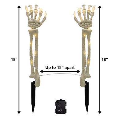 LumaBase Luminarias Lighted Skeleton Arms Outdoor Decor Set of 2