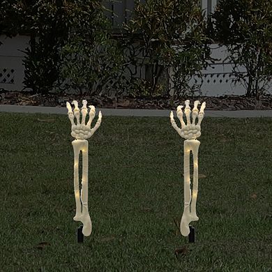 LumaBase Luminarias Lighted Skeleton Arms Outdoor Decor Set of 2