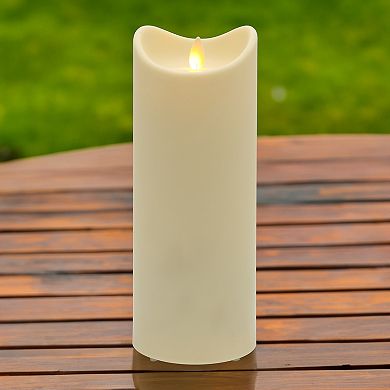 LumaBase Luminarias Weather Resistant 9-in. LED Candle with Moving Flame