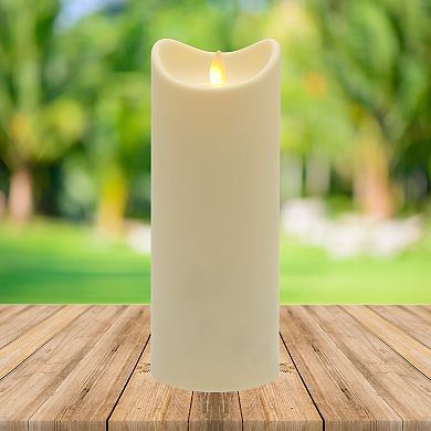 LumaBase Luminarias Weather Resistant 9-in. LED Candle with Moving Flame