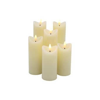 LumaBase Luminarias Battery Operated 3D Wick 6 pk LED Candle Set