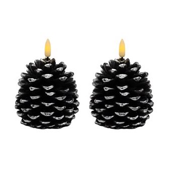 LumaBase Luminarias Battery Operated Pinecone Candle Set of 2