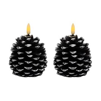 LumaBase Luminarias Battery Operated Pinecone Candle Set of 2