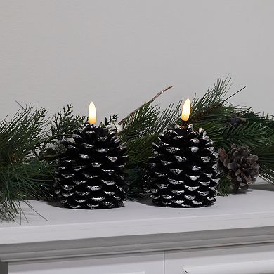 LumaBase Luminarias Battery Operated Pinecone Candle Set of 2