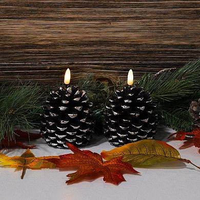 LumaBase Luminarias Battery Operated Pinecone Candle Set of 2