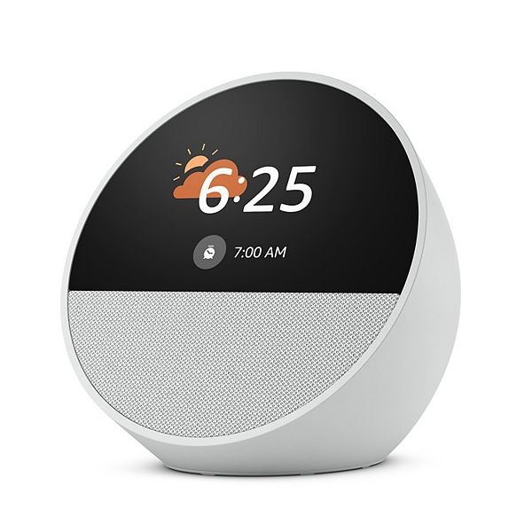 Amazon Echo Spot, Smart Alarm Clock with Vibrant Sound and Alexa (2024 Release) - Glacier White