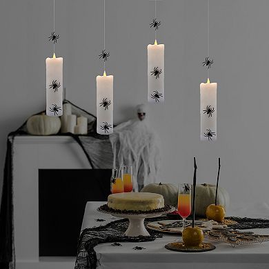 LumaBase Luminarias Battery Operated Hanging Pillar Candles with Spiders 4-pk.