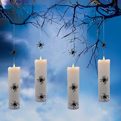 LumaBase Luminarias Battery Operated Hanging Pillar Candles with Spiders 4-pk.