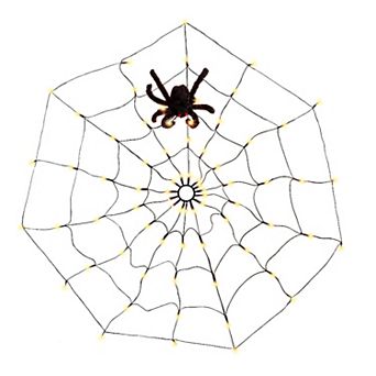LumaBase Luminarias Lighted Spider Web with Spider Outdoor Decor 60-inch