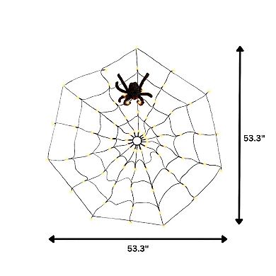 LumaBase Luminarias Lighted Spider Web with Spider Outdoor Decor 60-inch