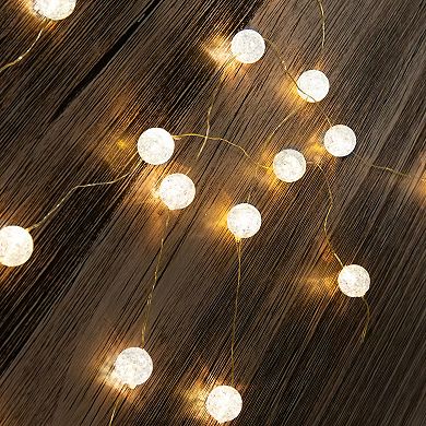 LumaBase Battery Operated Mini String Lights with Crackle Globes Set of 2