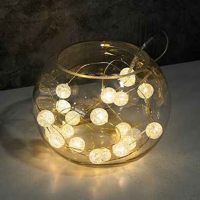 LumaBase Battery Operated Mini String Lights with Crackle Globes Set of 2