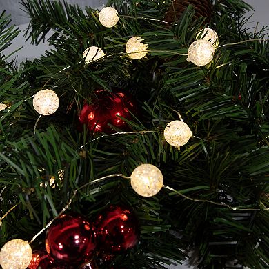 LumaBase Battery Operated Mini String Lights with Crackle Globes Set of 2