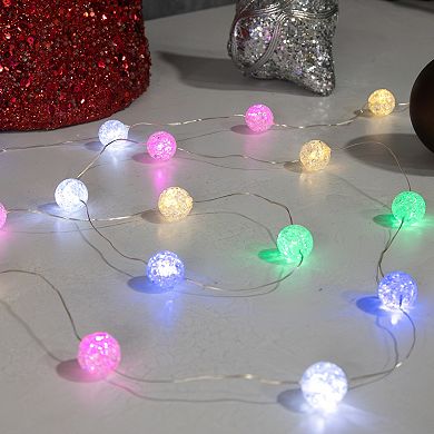 LumaBase Battery Operated Mini String Lights with Crackle Globes Set of 2