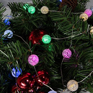 LumaBase Battery Operated Mini String Lights with Crackle Globes Set of 2