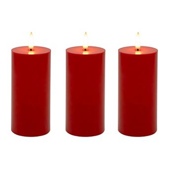 LumaBase Luminarias Battery Operated 3D Wick Pillar Candles Set of 3