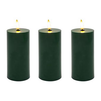 LumaBase Luminarias Battery Operated 3 pk 3D Wick Pillar Candles