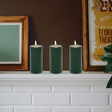 LumaBase Luminarias Battery Operated 3-Pk. 3D Wick Pillar Candles