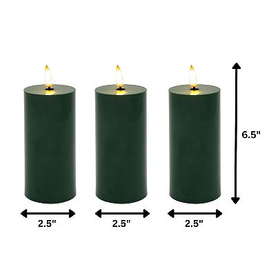 LumaBase Luminarias Battery Operated 3-Pk. 3D Wick Pillar Candles
