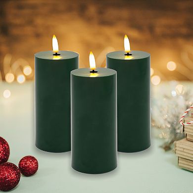 LumaBase Luminarias Battery Operated 3-Pk. 3D Wick Pillar Candles