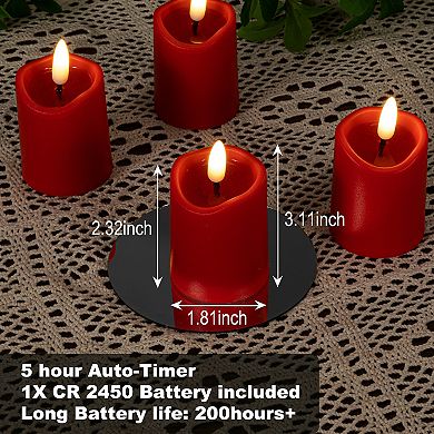 LumaBase Luminarias Battery Operated 3D Wick Flame Mini Pillars Set of 6