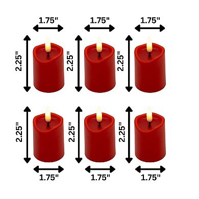 LumaBase Luminarias Battery Operated 3D Wick Flame Mini Pillars Set of 6