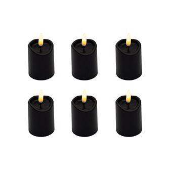 LumaBase Luminarias Battery Operated 3D Wick Flame Mini Pillars Set of 6