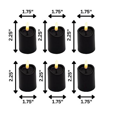 LumaBase Luminarias Battery Operated 3D Wick Flame Mini Pillars Set of 6