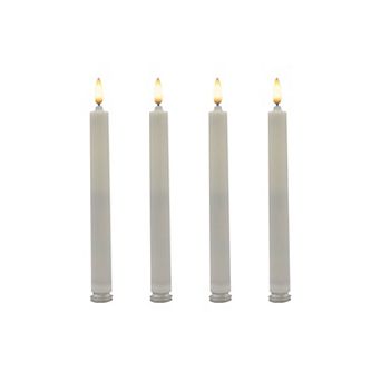 LumaBase Luminarias Battery Operated 3D Wick Flame Taper Candle Set of 4