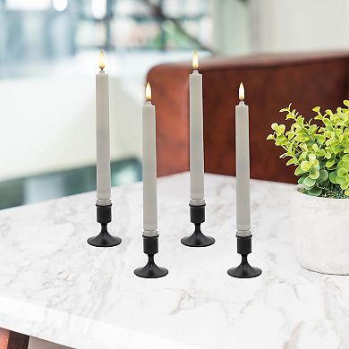 LumaBase Luminarias Battery Operated 3D Wick Flame Taper Candle Set of 4