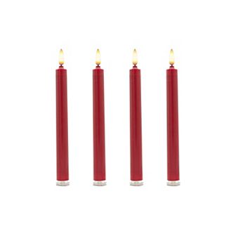 LumaBase Luminarias Battery Operated 3D Wick Flame Taper Candle Set of 4