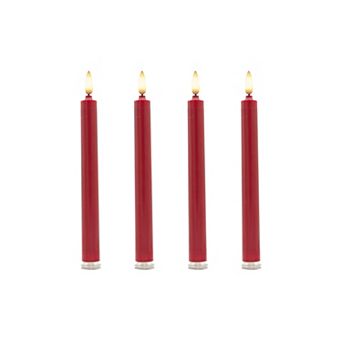 LumaBase Luminarias Battery Operated 3D Wick Flame Taper Candle Set of 4
