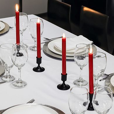 LumaBase Luminarias Battery Operated 3D Wick Flame Taper Candle Set of 4