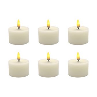 LumaBase Luminarias Battery Operated 3D Wick Flame Candle Set of 6