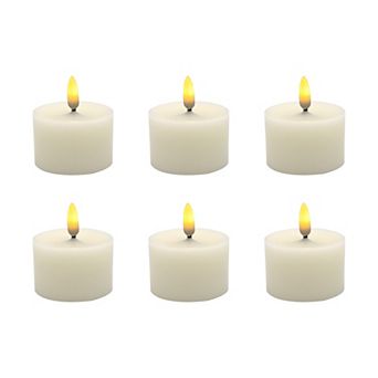 LumaBase Luminarias Battery Operated 3D Wick Flame Candle Set of 6