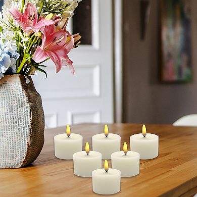 LumaBase Luminarias Battery Operated 3D Wick Flame Candle Set of 6