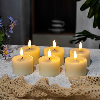 LumaBase Luminarias Battery Operated 3D Wick Flame Candle Set of 6