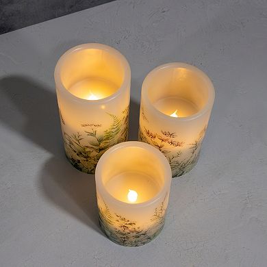 LumaBase Luminarias Battery Operated Floral Design Wax Candles 3-pc. Set