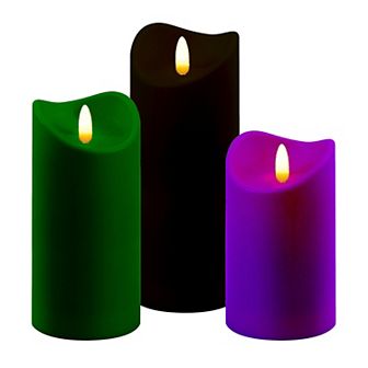 LumaBase Luminarias Battery Operated Bullet Flame Candle Set of 3