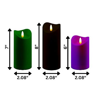 LumaBase Luminarias Battery Operated Bullet Flame Candle Set of 3