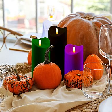 LumaBase Luminarias Battery Operated Bullet Flame Candle Set of 3