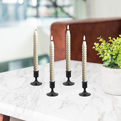 LumaBase Luminarias Battery Operated Twisted Wax Candle Set of 4
