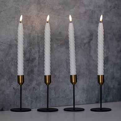 LumaBase Luminarias Battery Operated Twisted Wax Candle Set of 4